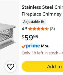 Alternative view of Stainless Steel Chimney Cap, Fireplace Chimney Flue Cover with Adjustable Metal Strips & Bolts Screws, Heavy Duty Chimney Top Cap for Fireplace & Stove Flue Protection (13" x 18")