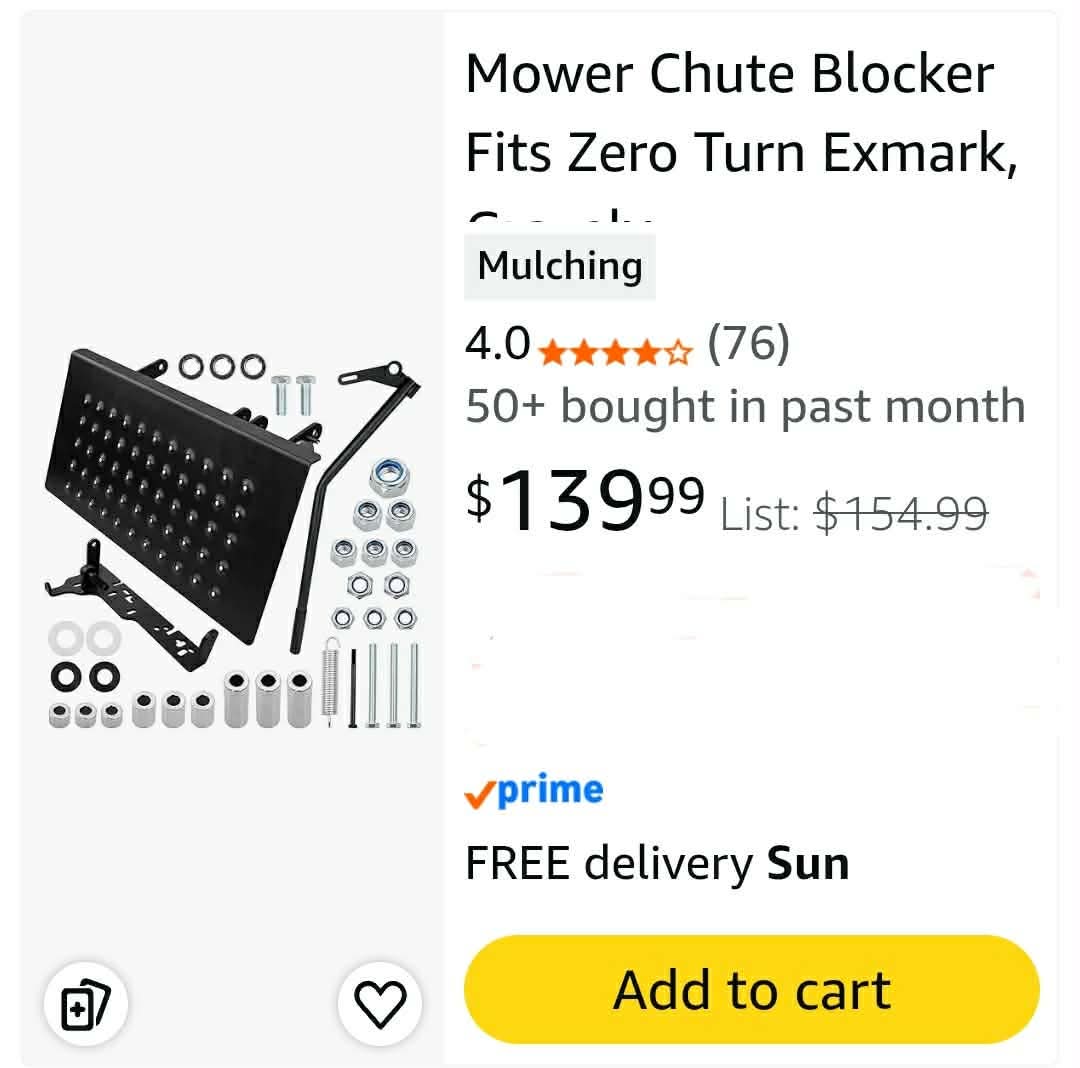Mower Chute Blocker Fits Zero Turn Exmark, Gravely, Hustler, Kubota, Scag - Image 2