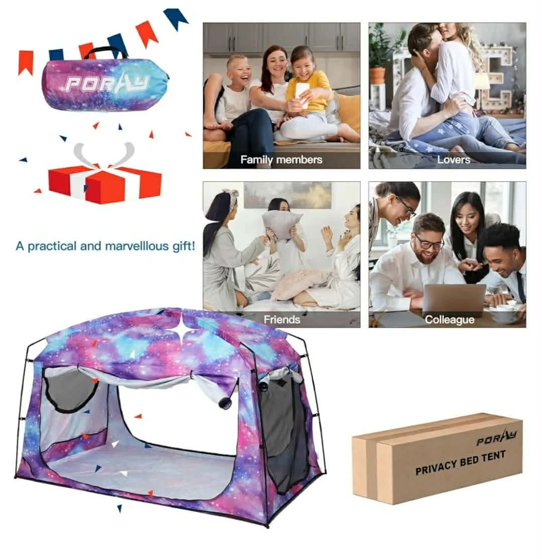 Bed Tent, Portable Privacy Sleeping Bed Canopy, Blackout 90% Drapes - Image 10