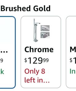 Alternative view of Free Standing Tub Faucet Brushed Gold, Floor Mount Freestanding Tub Faucets, Brushed Gold