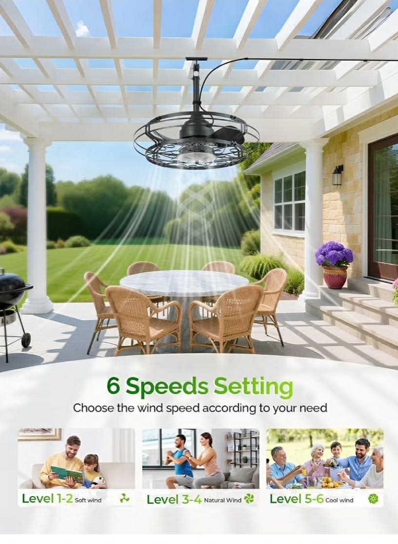 Orison Outdoor Ceiling Fan with Light, 20.9" Gazebo Fans Outdoor Hanging, Plug in Ceiling Fan - Image 9