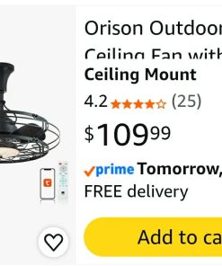 Alternative view of Orison Outdoor Ceiling Fan with Light, 20.9" Gazebo Fans Outdoor Hanging, Plug in Ceiling Fan