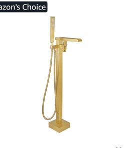 Free Standing Tub Faucet Brushed Gold, Floor Mount Freestanding Tub Faucets, Brushed Gold