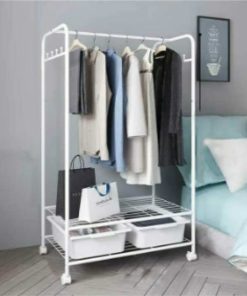 2 Tier Large Heavy Duty Wire Shelving Garment Rolling Rack