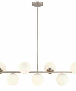 Lighting Modern Sliver Chandelier with White Globe Sputnik Chandelier Pendant Light Frosted Globe Glass Adjustable Hanging Ceiling Light