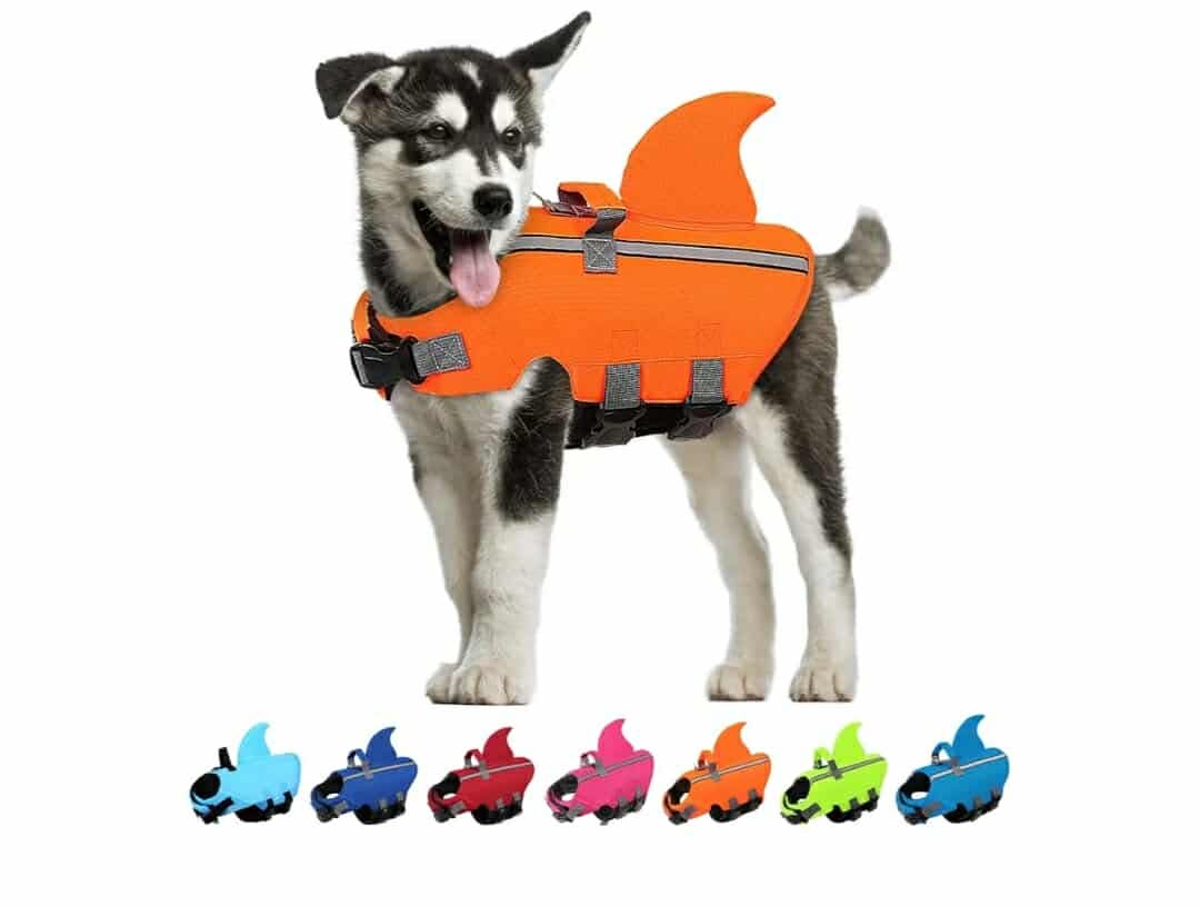 Dog Life Jacket Shark Life Vest for Dogs, Adjustable Swmming Vest with High Buoyancy, Safety Lifesaver