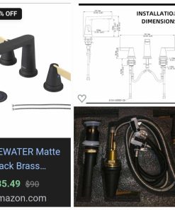 Alternative view of 2-Handle 8-Inch Widespread Modern Bath Black Bathroom Sink Faucet 3-Hole