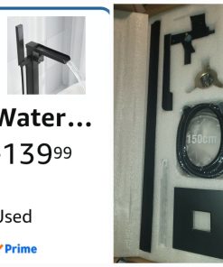 Alternative view of Freestanding Bathtub Faucet, Floor Mount Bathtub Faucet with 2 Water Outlet Modes, Swivel Gooseneck Spout with Hand Shower