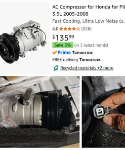 Alternative view of AC Compressor for Honda for Pilot 3.5L 2005-2008