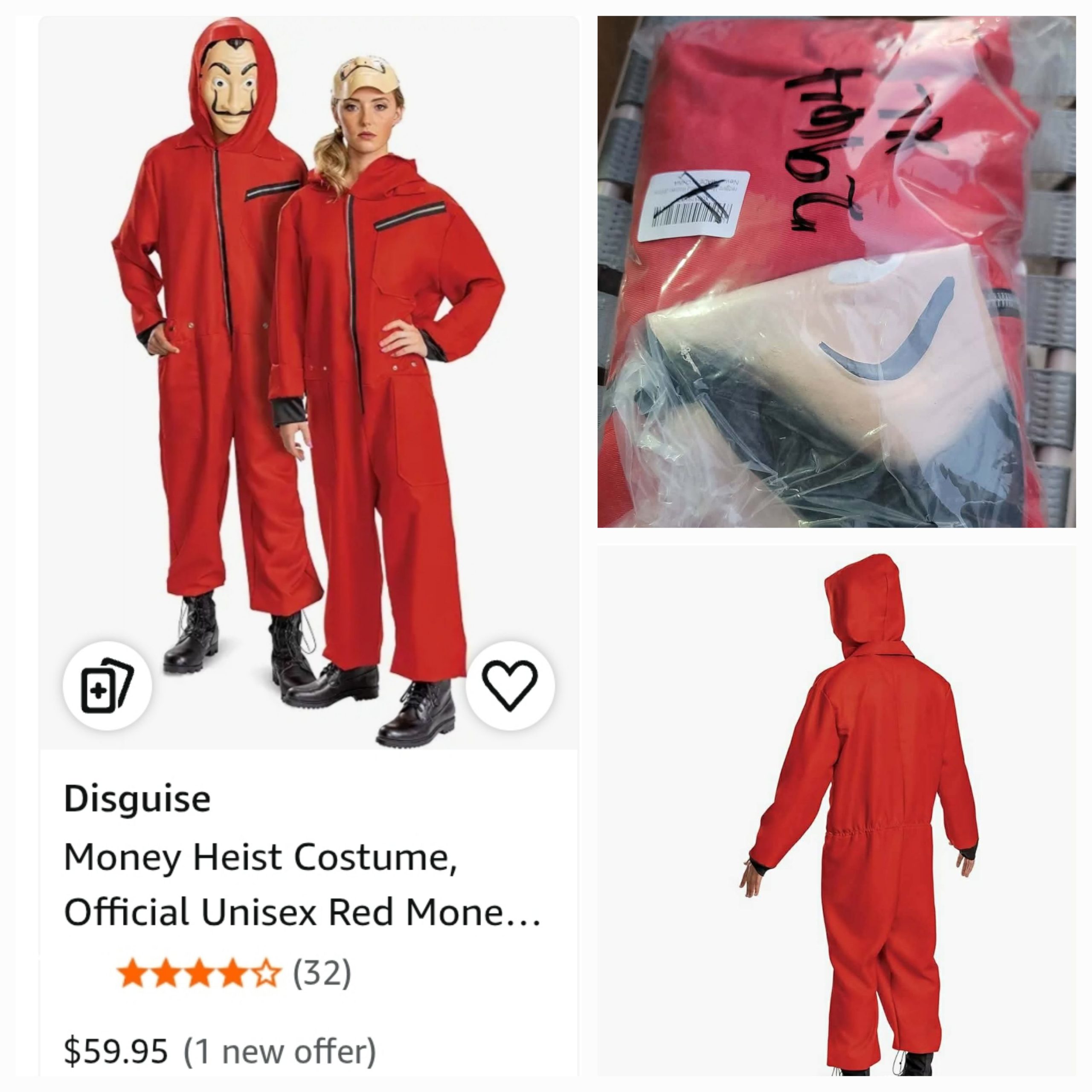 Money Heist Costume, Official Unisex Red Money Heist Jumpsuit for Adults, XL - Image 2