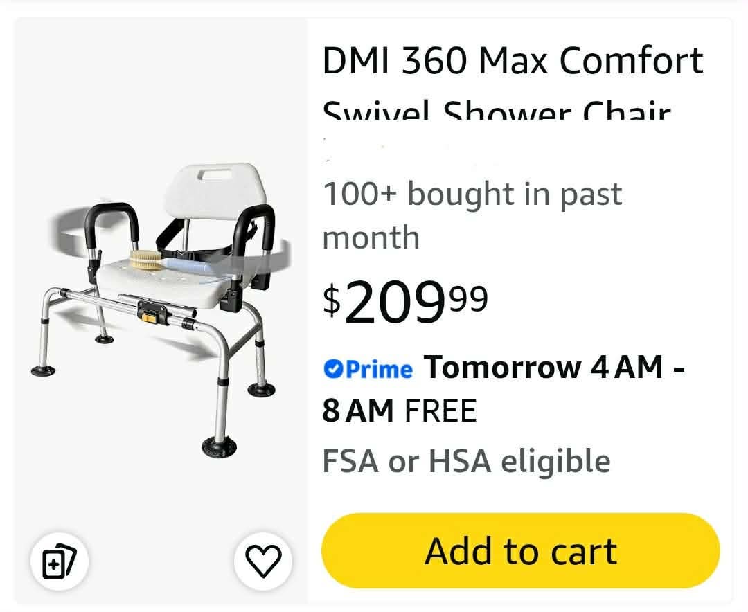 360 Max Comfort Swivel Shower Chair & Transfer Bench, Extra-Wide 360lb Capacity, Non-Slip & Padded Arms - Image 2
