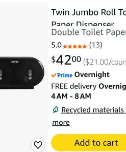 Alternative view of Twin Jumbo Roll Toilet Paper Dispenser Commercial, Hold 9” Two-Roll