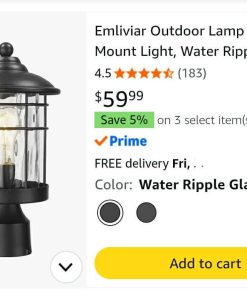 Alternative view of Outdoor Lamp Post Mount Light, Water Ripple Glass