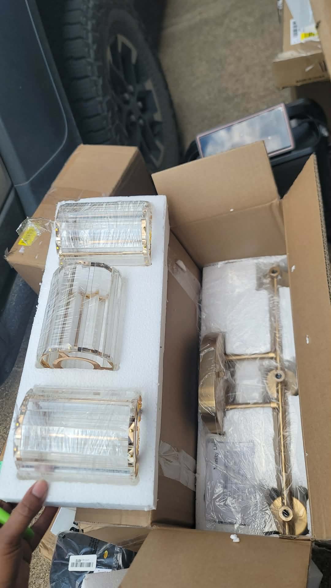 3-Light Brushed Gold Bathroom Light Fixtures with Clear Shades, Vanity Lighting Fixtures - Image 6