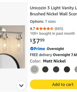Alternative view of 3 Light Vanity Lights, Brushed Nickel Wall Sconce Light with Clear Glass