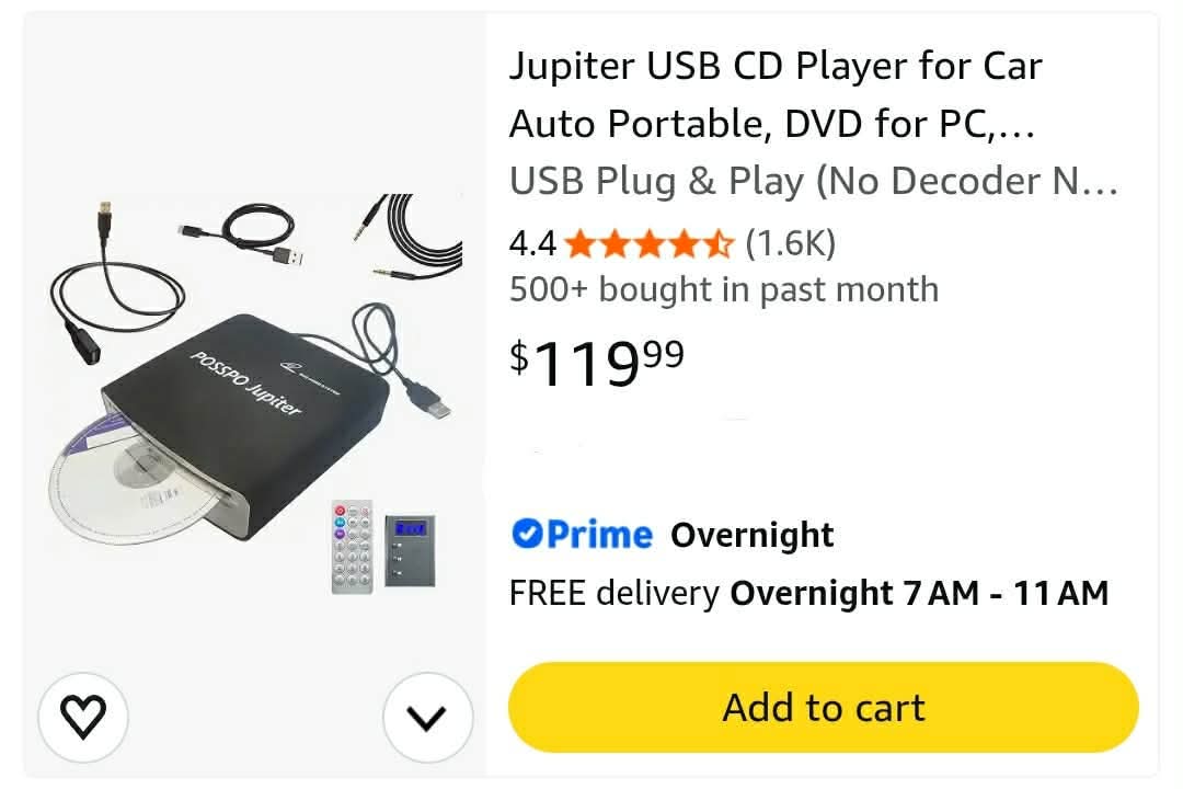 Jupiter USB CD Player for Car Auto Portable, DVD for PC, Support AUX - Image 2