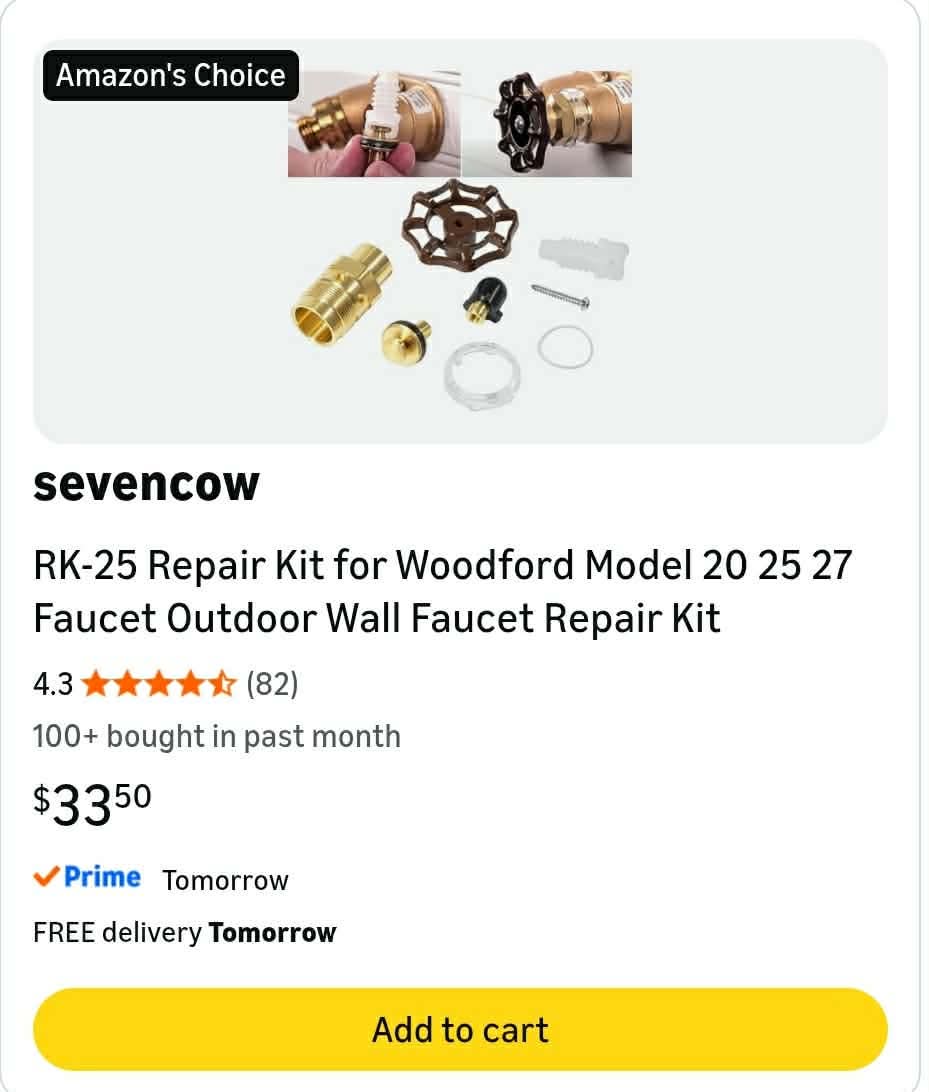 RK-25 Repair Kit for Woodford Model 20 25 27 Faucet Outdoor Wall Faucet Repair Kit - Image 2