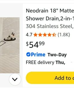 Alternative view of 18" Matte Black Linear Shower Drain, 2-in-1 Flat & Tile Insert Cover