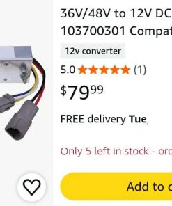 Alternative view of 36V/48V to 12V DC Converter 103700301 Compatible with Club Car Golf Cart DS Precedent Tempo
