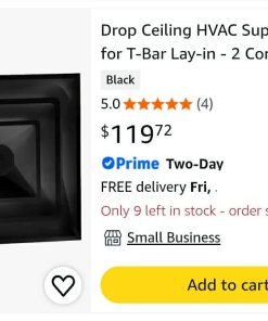 Alternative view of Drop Ceiling HVAC Supply Grille - for T-Bar Lay-in - 2 Coned - 24" x 24" - for 6" Vent Connection - Black