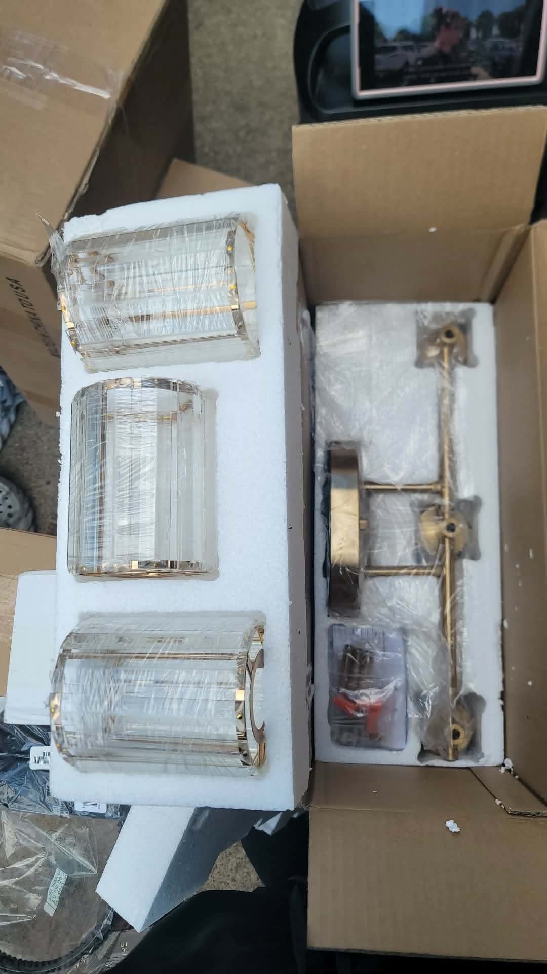 3-Light Brushed Gold Bathroom Light Fixtures with Clear Shades, Vanity Lighting Fixtures - Image 3