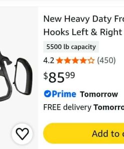 Alternative view of Heavy Daty Front Car Tow Hooks Left & Right with Hardware Black Replacement