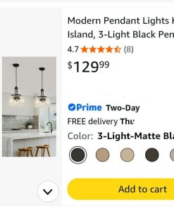 Alternative view of Modern 3-Light Black Pendant Light Fixtures with 14.2" Clear Hammered Glass Shade