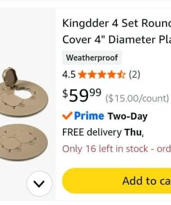 Alternative view of 4pk 4" Diameter Plastic Duplex Floor Outlet Cover Plate Weatherproof Replacement
