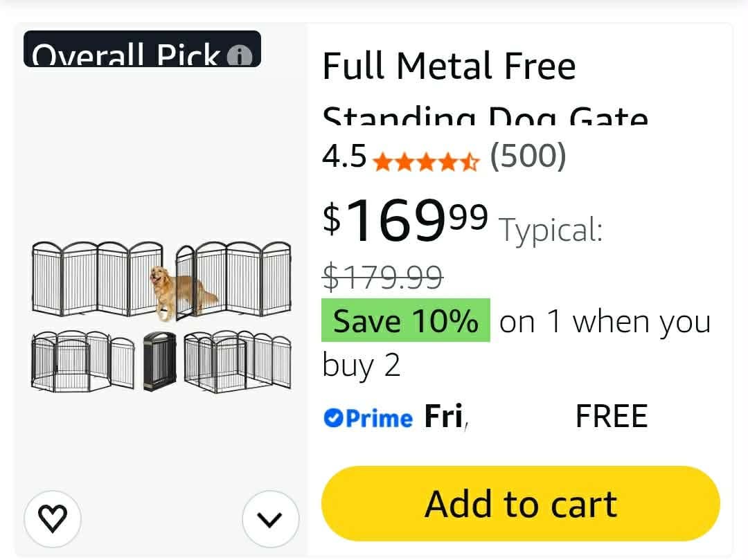 Full Metal Free Standing Dog Gate with Door for Indoor Outdoor, 192'' Extra Wide 32'' Tall Dog Gates, 8 panel - Image 2
