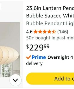 Alternative view of 23.6in Lantern Pendant Light Bubble Saucer, White Imitation Silk