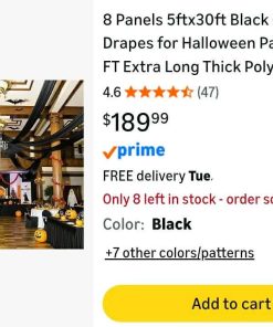 Alternative view of 8 Panels 5ftx30ft Black Ceiling Drapes for Parties