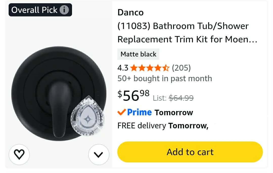 Bathroom Tub/Shower Replacement Trim Kit for Moen Brand Faucets in Matte Black - Image 2