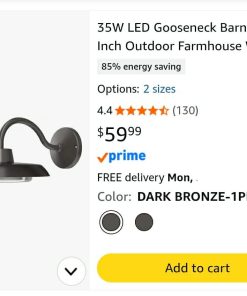 Alternative view of 35W LED Gooseneck Barn Light 8 Inch Outdoor Farmhouse Wall Light with Dusk to 4