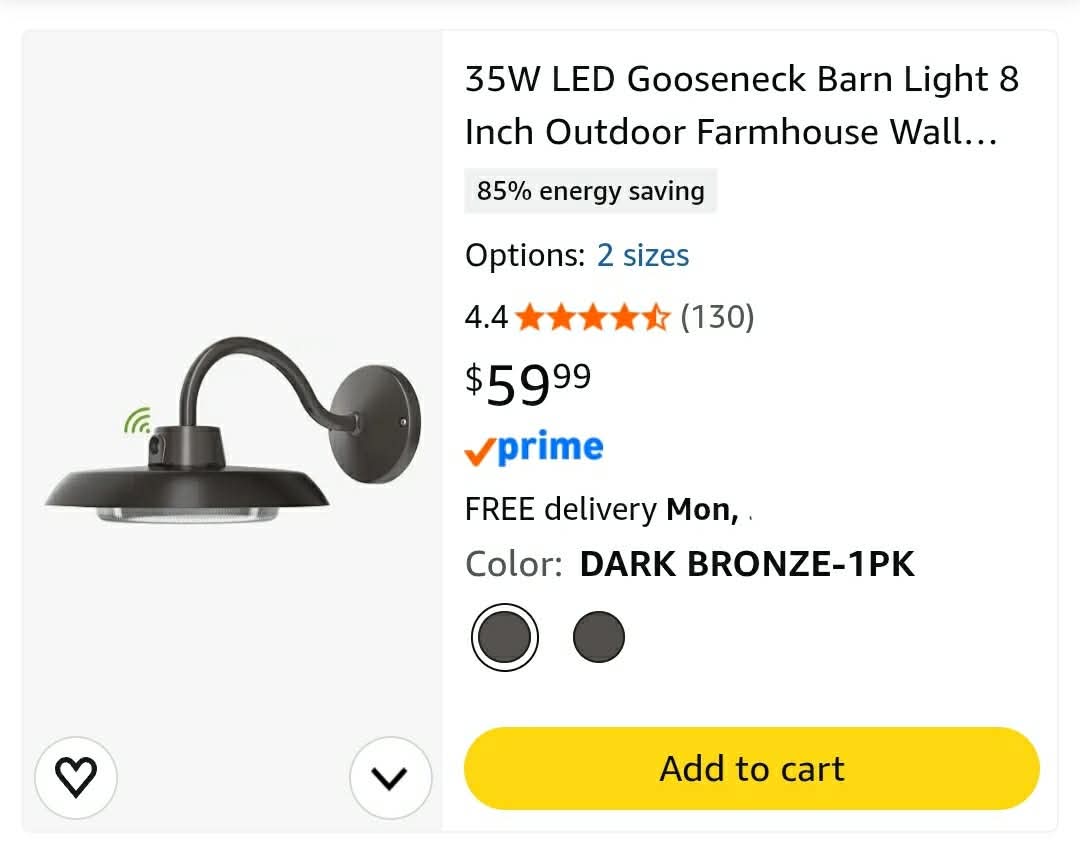 35W LED Gooseneck Barn Light 8 Inch Outdoor Farmhouse Wall Light with Dusk to 4 - Image 2