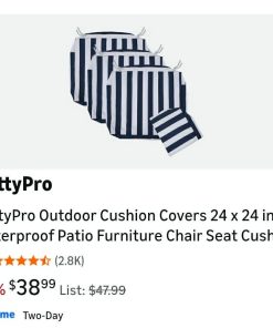 Alternative view of Outdoor Cushion Covers 24 x 24 inch Waterproof Patio Furniture Chair Seat Cushion Slipcover with Zipper and Tie