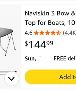 Alternative view of Naviskin 3 Bow & 4 Bow Bimini Top for Boats, 3 Bow 6'L x 46" H x 54"-60" W, Light Gray