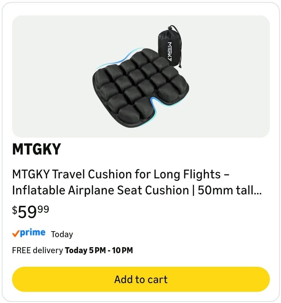 Travel Cushion for Long Flights – Inflatable Airplane Seat Cushion - Image 2