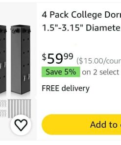 Alternative view of 4 Pack College Dorm Bed Risers, 1.5"-3.15" Diameter Heavy Duty Dorm Bed Extender with 4 Levels