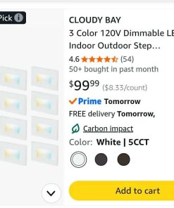 Alternative view of 12pk 3 Color 120V Dimmable LED Indoor Outdoor Step Light