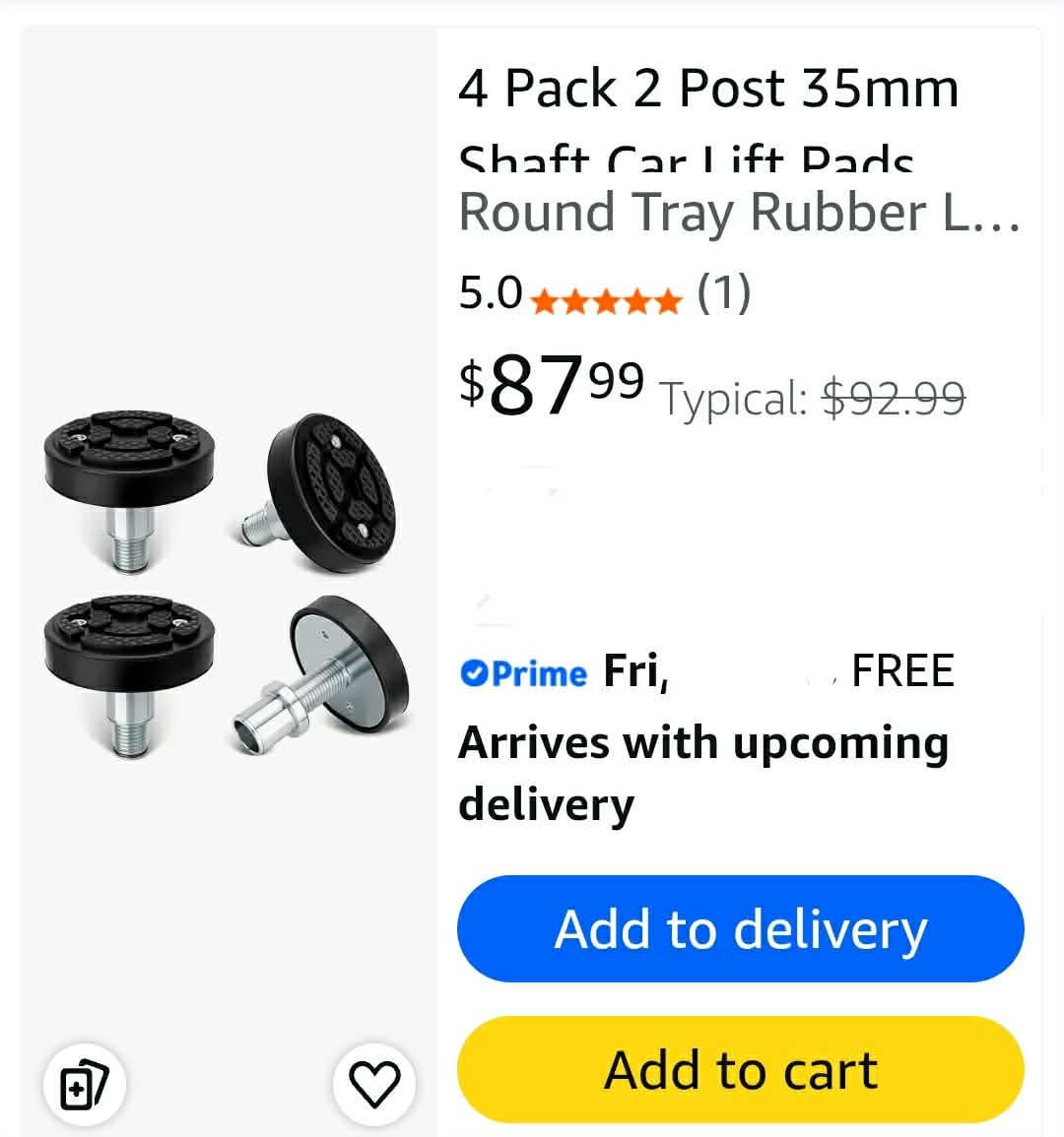 4 Pack 2 Post 35mm Shaft Car Lift Pads, Screw Up Lift Feet Pad Adapter - Image 2