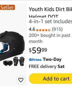 Alternative view of Youth Kids Dirt Bike Helmet DOT Approved, Full Face Motocross Set, Small