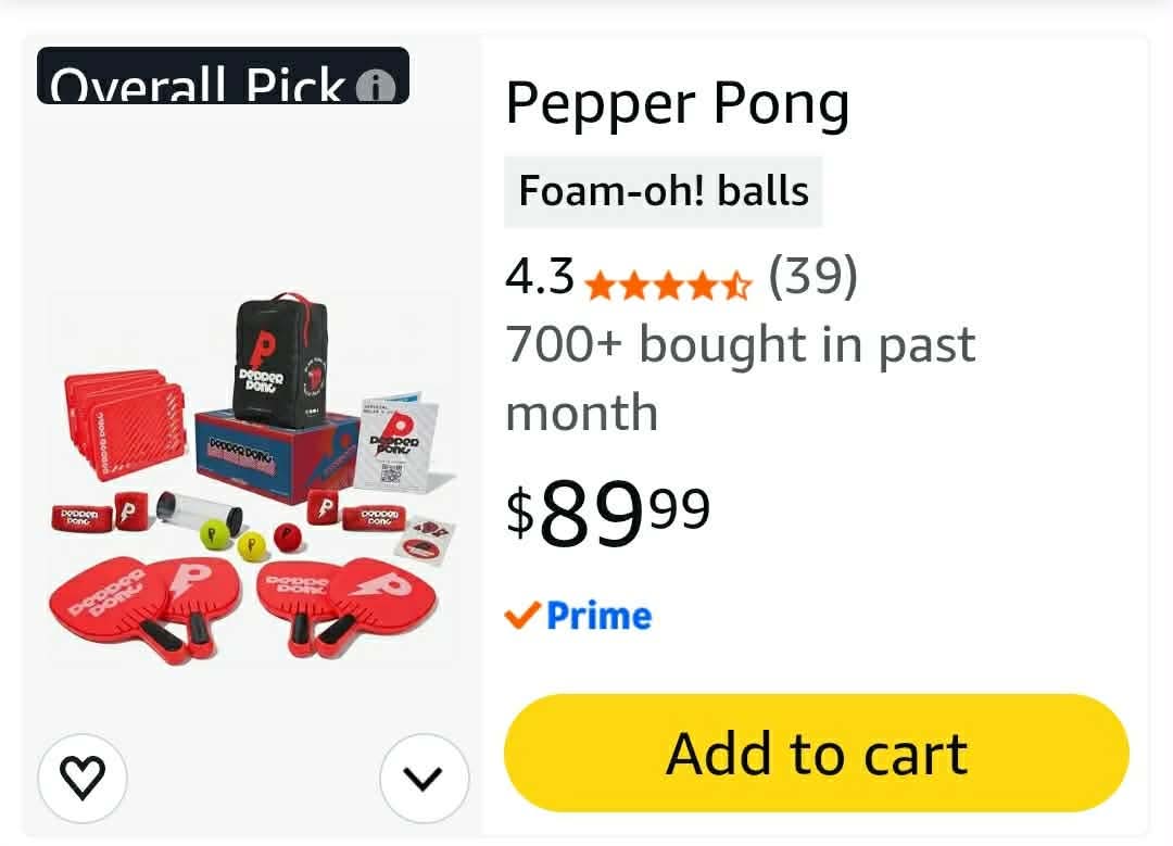 Pepper Pong- 2 premium paddles, 3 foam balls, freestanding net, carrying bag, sweat kit - Image 2