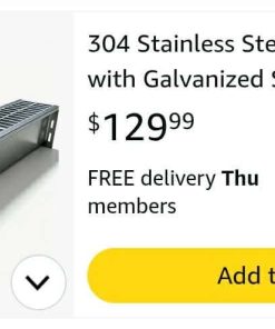 Alternative view of 304 Stainless Steel Channel Drain with Galvanized Steel Grate, 44.4x5.9x5.5 in Heavy Duty Trench Drain System with Sealing Plate Drain Outlet