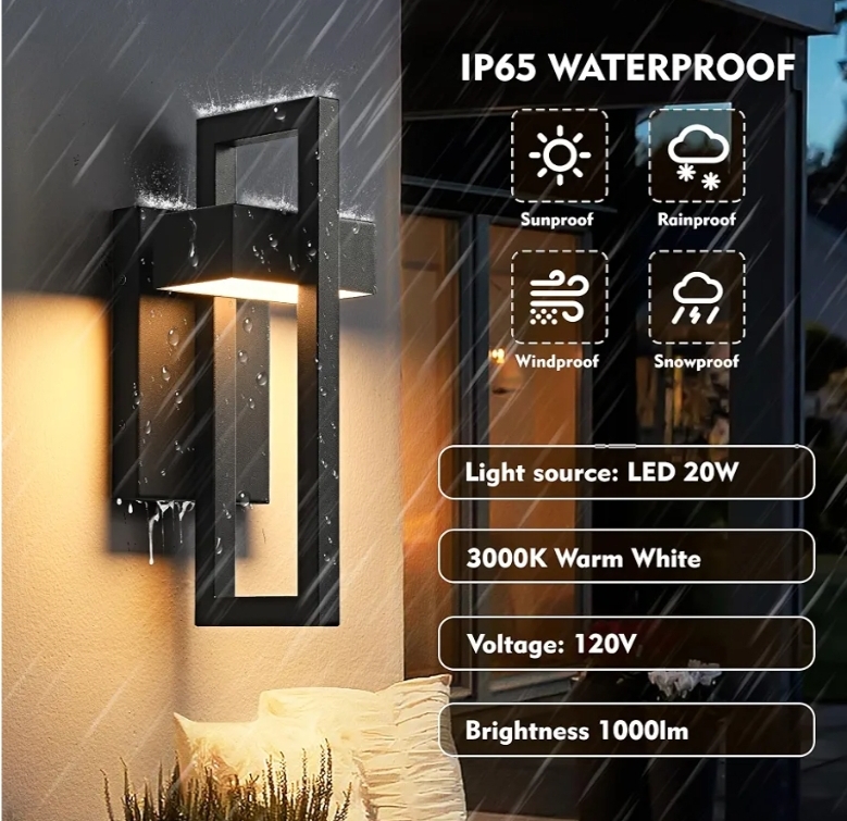 2pk Outdoor Wall Lights Modern LED Exterior Lighting Fixtures, 3000K 20W Outdoor Wall Sconce - Image 7