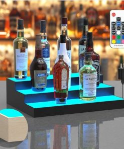 LED Lighted Liquor Bottle Display Shelf 3 Tier 16 Inch