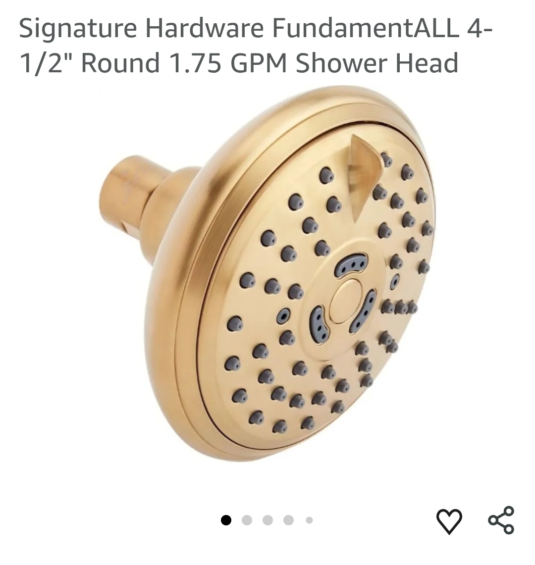 4-1/2" Round 1.75 GPM Shower Head, Brushed Gold