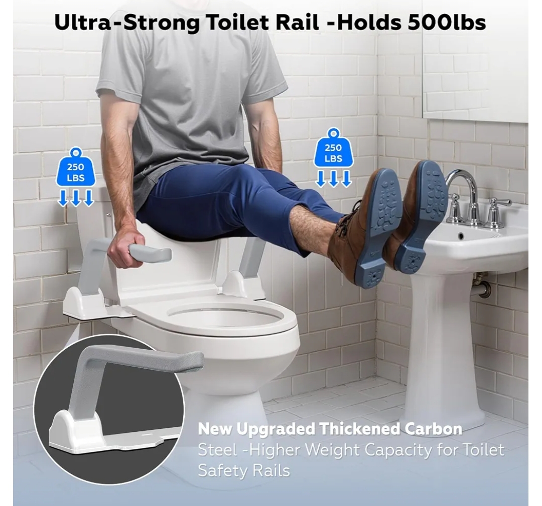 ZEAGUS Toilet Safety Rails for Seniors,500lb Heavy-Duty Toilet Safety Frame - Image 5