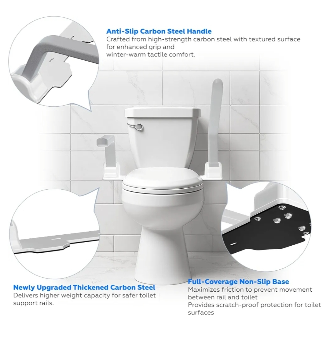 ZEAGUS Toilet Safety Rails for Seniors,500lb Heavy-Duty Toilet Safety Frame - Image 7