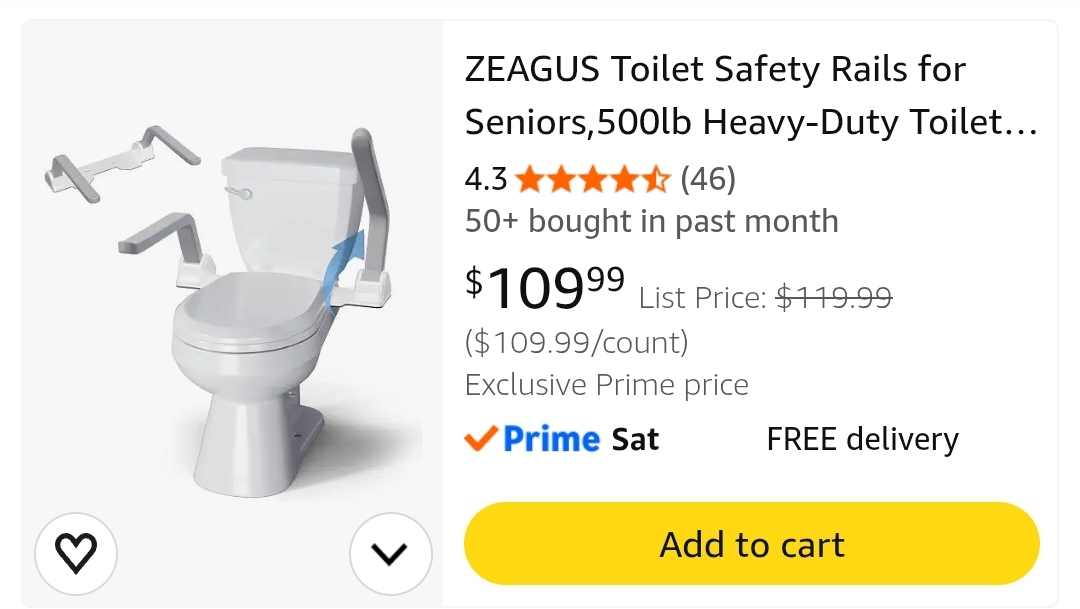 ZEAGUS Toilet Safety Rails for Seniors,500lb Heavy-Duty Toilet Safety Frame - Image 2