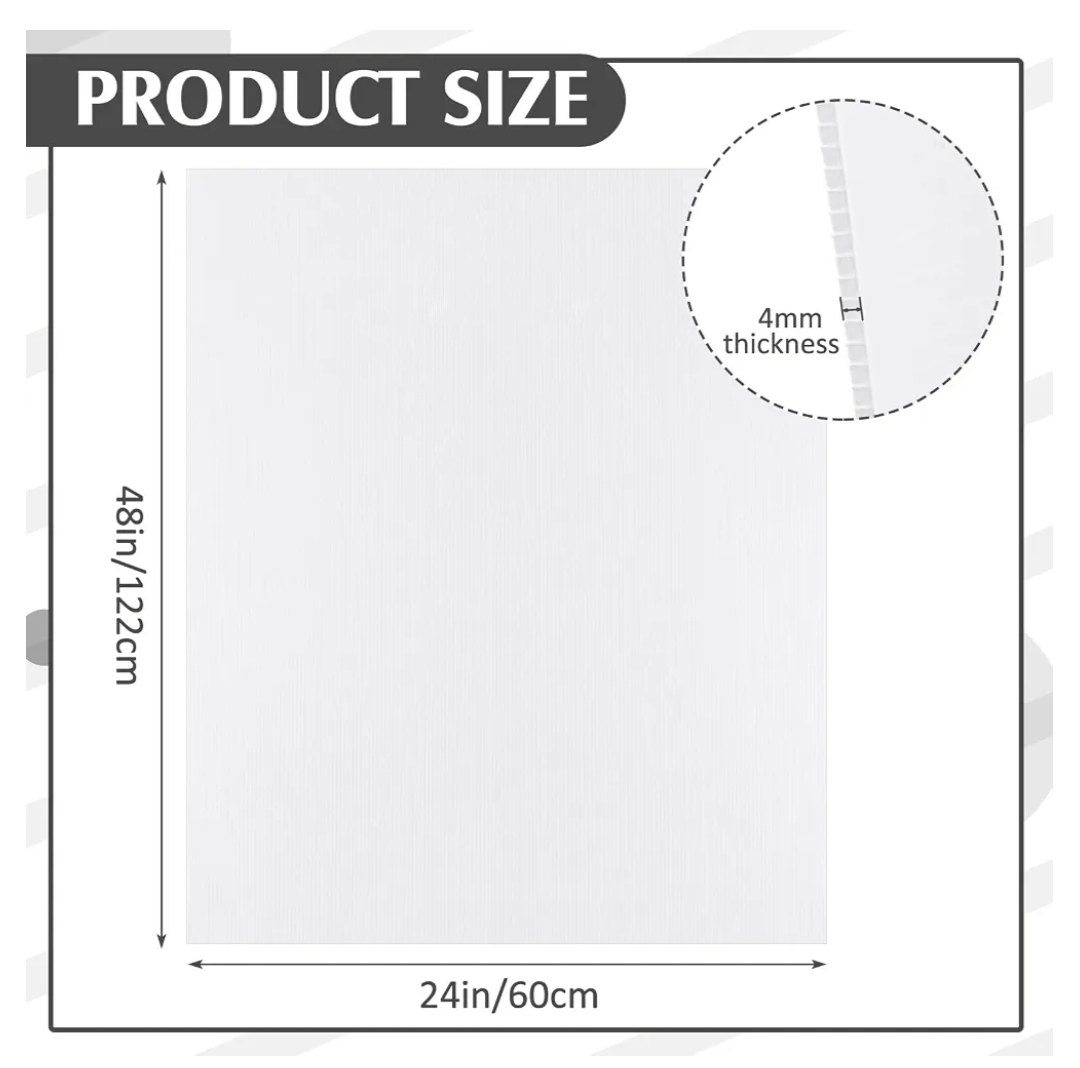 6 Pcs Corrugated Poster Board 24 x 48 in, 4 mm Plastic Sheet, White - Image 5